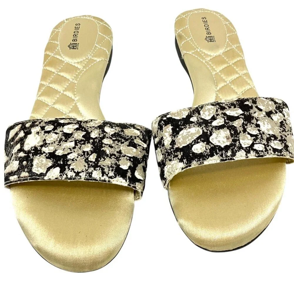 Birdies Women Slide Sandals The Sparrow Size US 6.5 Champagne Gold Silver Shadow - Picture 6 of 7